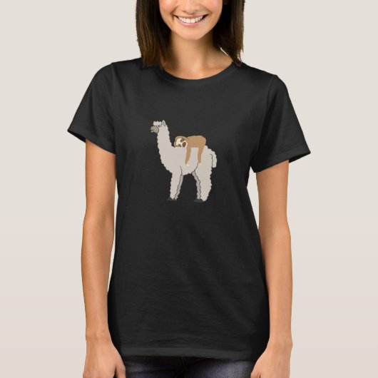 Cute and Funny Sleepy Sloth and Llama T-shirt (Voorkant)
