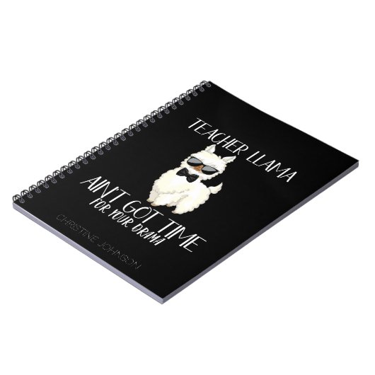 Cute and Funny Teacher Llama | Aangepaste naam Notitieboek (Linkerzijde)