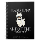 Cute and Funny Teacher Llama | Aangepaste naam Notitieboek (Voorkant)