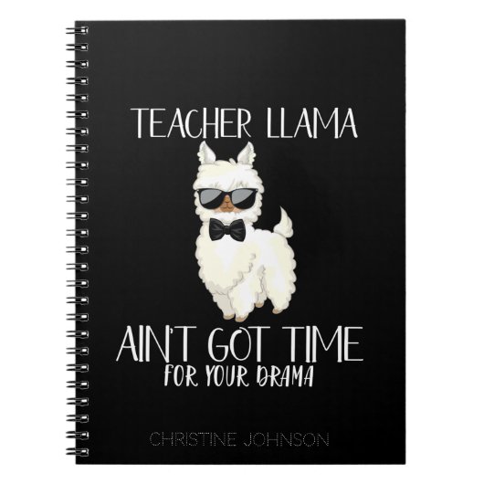 Cute and Funny Teacher Llama | Aangepaste naam Notitieboek (Voorkant)