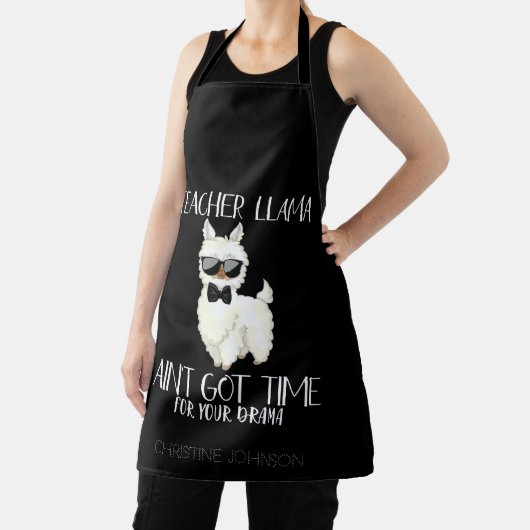 Cute and Funny Teacher Llama | Aangepaste naam Schort (Insitu)