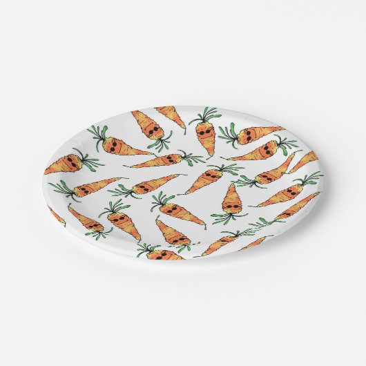 Cute and Funny Waterverf Carrot met zonnebril Papieren Bordje (Gekanteld)