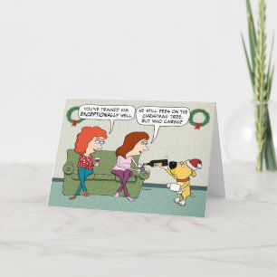 Cute and Funny Wine Serving Dog Kerstmis Feestdagen Kaart