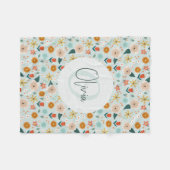 Cute and Girly Botanical Floral Monogram Fleece Deken (Voorkant (Horizontaal))