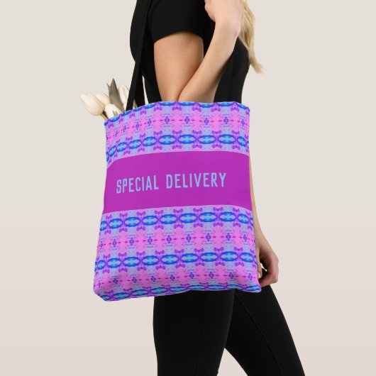 Cute and Girly Pink Paars en Blue Tote Bag (Dichtbij)