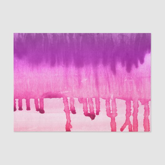 Cute and Girly Pink Paarse Waterverf Ombre Tissuepapier (Voorkant)