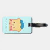 Cute and Happy French toast Bagagelabel (Achterkant horizontaal)