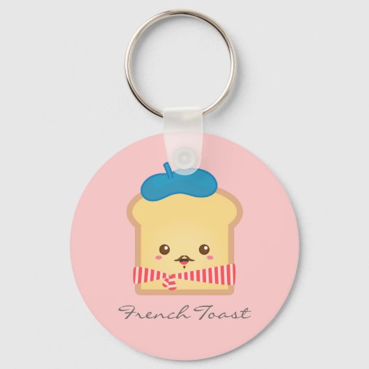 Cute and Happy French toast Pink Sleutelhanger (Voorkant)