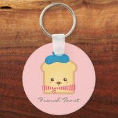 Cute and Happy French toast Pink Sleutelhanger (Voorkant)