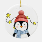 Cute and Happy Penguin Merry Christmas Keramisch Ornament (Achterkant)