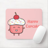 Cute and Happy Pink Cupcake met Cherry Muismat (Met muis)