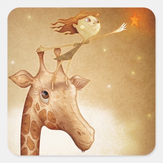 Cute and imaginative illustration vierkante sticker (Voorkant)