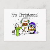 Cute and Jolly Snowmen and Penguins Het is Kerstmi Feestdagenkaart (Voorkant)