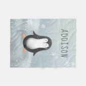 Cute and Modern Blue Winter Penguin Kinder Fleece Deken (Voorkant (Horizontaal))