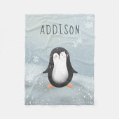 Cute and Modern Blue Winter Penguin Kinder Fleece Deken (Voorkant)