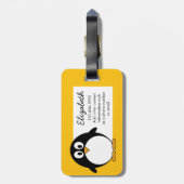 Cute and Modern Cartoon Penguin Bagagelabel (Achterkant verticaal)