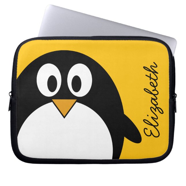 Cute and Modern Cartoon Penguin Laptop Sleeve (Voorkant)