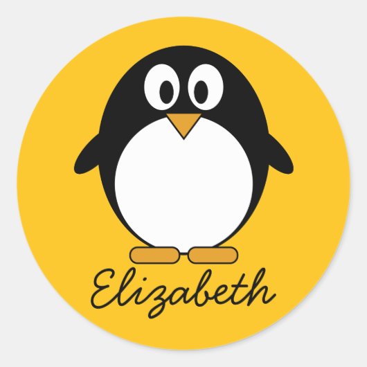 Cute and Modern Cartoon Penguin Ronde Sticker (Voorkant)