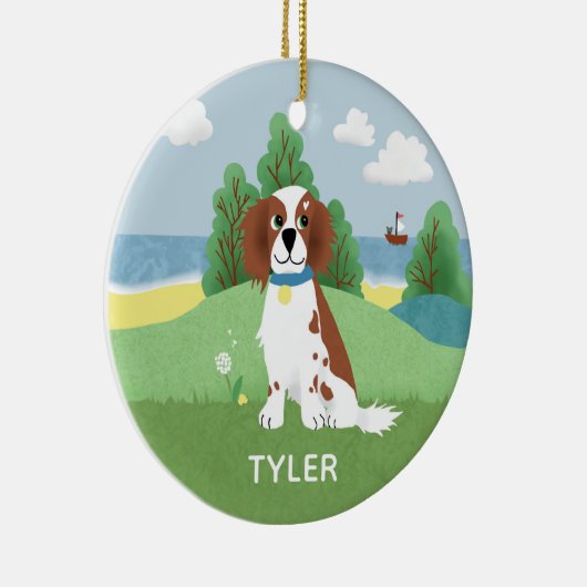 Cute and Modern English Springer Spaniel Kerstmis Keramisch Ornament (Rechts)