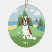 Cute and Modern English Springer Spaniel Kerstmis Keramisch Ornament (Links)