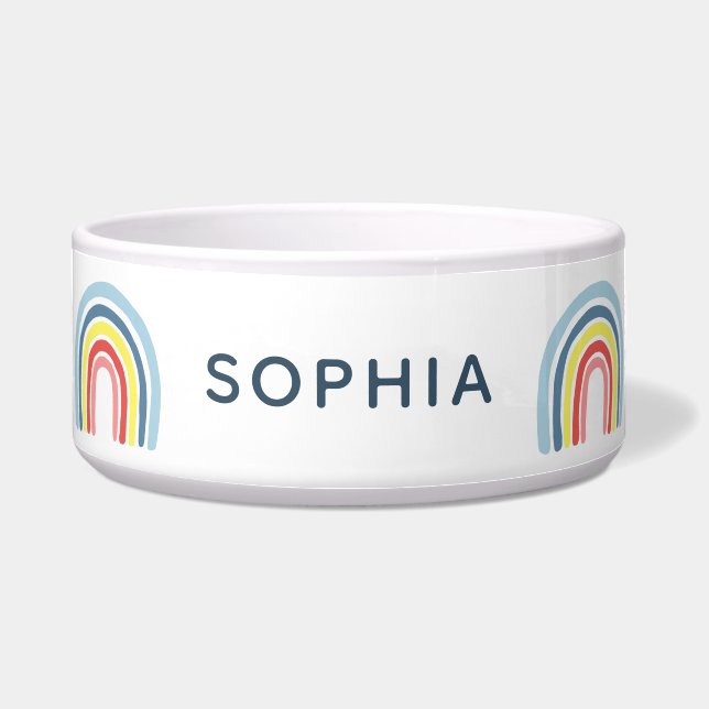 Cute and Modern Rainbow Dog Voerbakje (Voorkant)