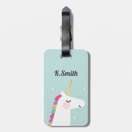 Cute and Modern Rainbow Unicorn Bagagelabel (Achterkant verticaal)