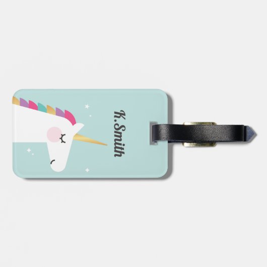 Cute and Modern Rainbow Unicorn Bagagelabel (Achterkant horizontaal)