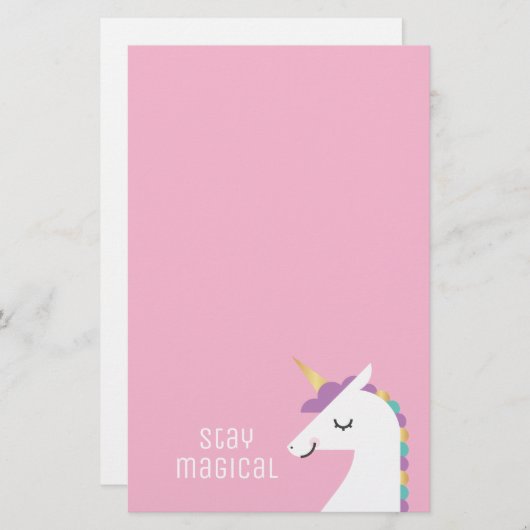 Cute and Modern Rainbow Unicorn Briefpapier (Voorkant / Achterkant)