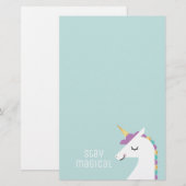 Cute and Modern Rainbow Unicorn Briefpapier (Voorkant / Achterkant)
