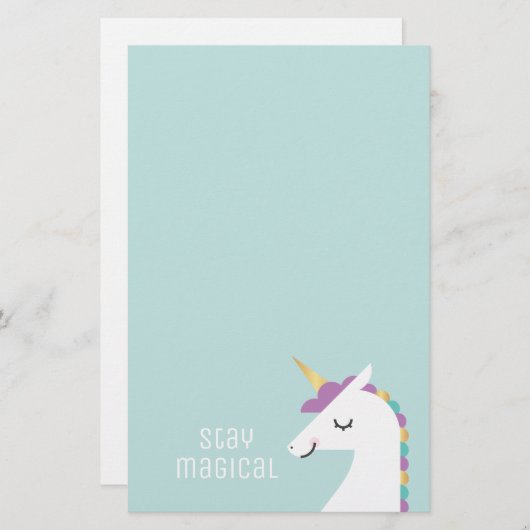 Cute and Modern Rainbow Unicorn Briefpapier (Voorkant / Achterkant)