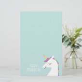 Cute and Modern Rainbow Unicorn Briefpapier (Staand voorkant)
