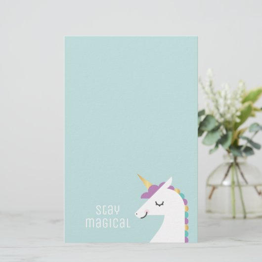 Cute and Modern Rainbow Unicorn Briefpapier (Staand voorkant)