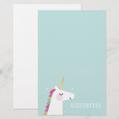 Cute and Modern Rainbow Unicorn Briefpapier (Voorkant / Achterkant)