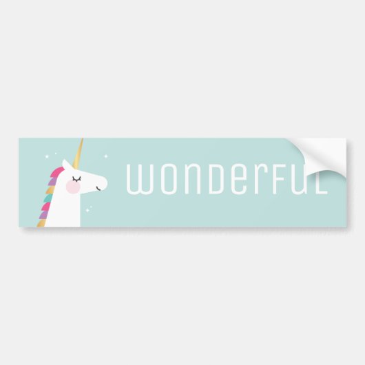 Cute and Modern Rainbow Unicorn Bumpersticker (Voorkant)