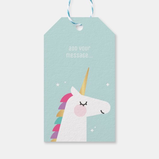 Cute and Modern Rainbow Unicorn Cadeaulabel (Achterkant)