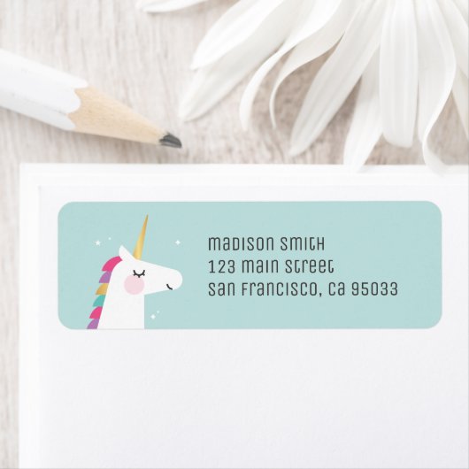 Cute and Modern Rainbow Unicorn Etiket (Insitu)