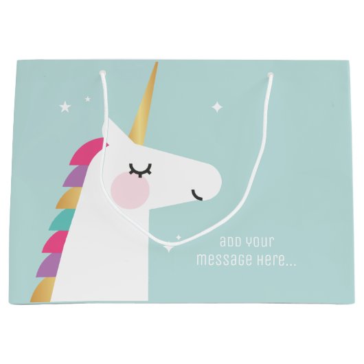 Cute and Modern Rainbow Unicorn Groot Cadeauzakje (Voorkant)