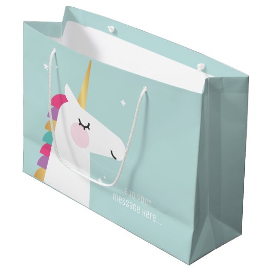 Cute and Modern Rainbow Unicorn Groot Cadeauzakje (Voorkant Gekanteld)