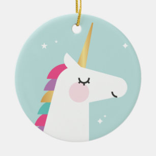 Cute and Modern Rainbow Unicorn Keramisch Ornament