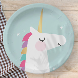 Cute and Modern Rainbow Unicorn Papieren Bordje