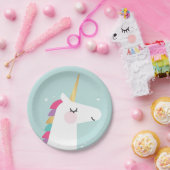 Cute and Modern Rainbow Unicorn Papieren Bordje (Feest)