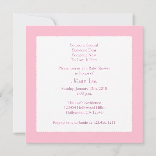 Cute and Pink "Het is een meisje" Baby shower Kaart (Achterkant)