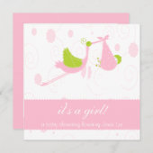 Cute and Pink "Het is een meisje" Baby shower Kaart (Voorkant / Achterkant)