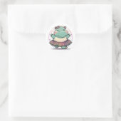 Cute and Playful Dansende Hippo in een Tutu Ronde Sticker (Tas)