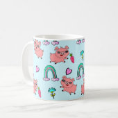 Cute and Quirky Pigs and Rainbows Pattern Koffiemok (Voorkant links)