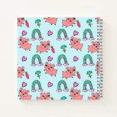 Cute and Quirky Pigs and Rainbows Pattern Notitieboek (Achterkant)