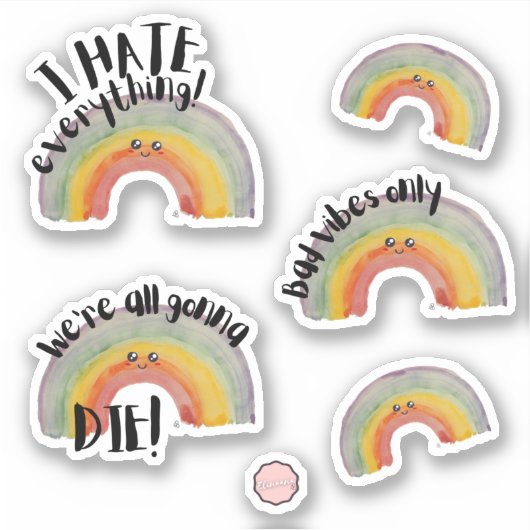 Cute and Sarcastic Rainbow-tekst Sticker (Voorkant)