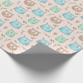 Cute and Schattig Tiny Owls Birds Pattern | Cadeaupapier (Hoek)