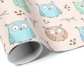 Cute and Schattig Tiny Owls Birds Pattern | Cadeaupapier (Rol Hoek)