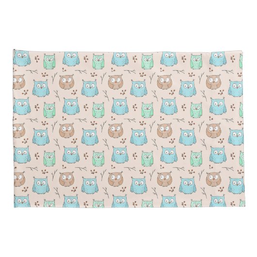 Cute and Schattig Tiny Owls Birds Pattern | Kussensloop (Achterkant-Rechts)